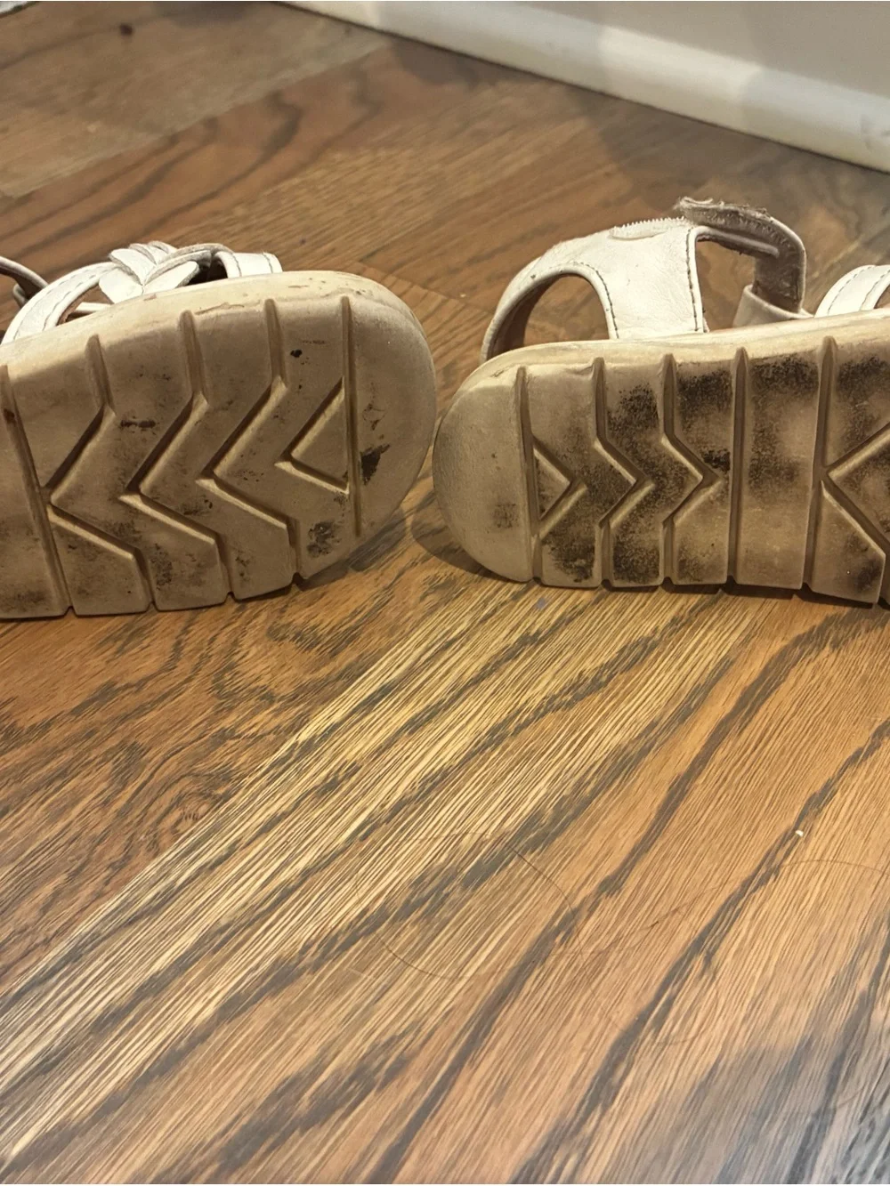 Kids Cream Braided T-Strap Sandals